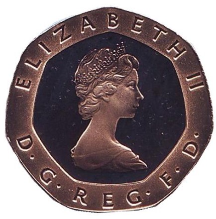 Монета 20 пенсов. 1982 год, Великобритания. Proof. Монета 20 пенсов. 1982 год, Великобритания. Proof.