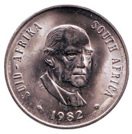 Монета 20 центов. 1982 год, ЮАР. UNC. Цветок протея. Окончание президентства Бальтазара Йоханнеса Форстера.