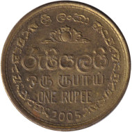 Монета 1 рупия. 2005 год, Шри-Ланка. Монета 1 рупия. 2005 год, Шри-Ланка.