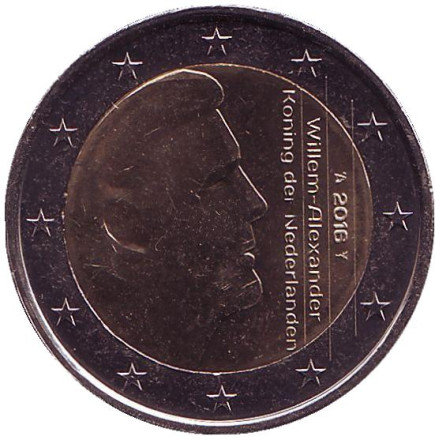 Монета 2 евро. 2016 год, Нидерланды.
