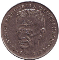 Монета 2 марки. 1979 год (D), ФРГ. Курт Шумахер. Монета 2 марки. 1979 год (D), ФРГ. Курт Шумахер.