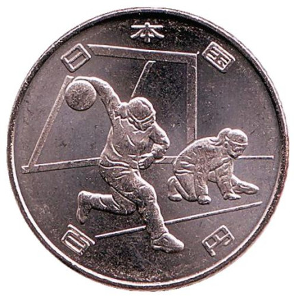 Монета 100 йен. 2019 год, Япония. Голбол. Летние Паралимпийские игры 2020 (Токио).