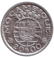 Монета 20 эскудо, 1955 год, Мозамбик в составе Португалии.