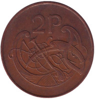 Монета 2 пенса. 1978 год, Ирландия. Птица. Ирландская арфа. Монета 2 пенса. 1978 год, Ирландия. Птица. Ирландская арфа.