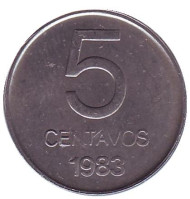 Монета 5 сентаво. 1983 год, Аргентина. Монета 5 сентаво. 1983 год, Аргентина.
