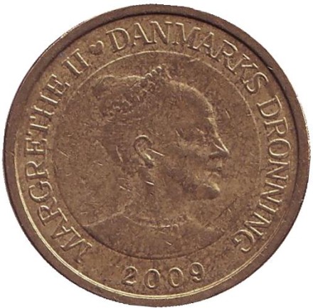 Монета 10 крон. 2009 год, Дания. Северное сияние. Международный полярный год.