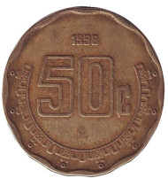 Монета 50 сентаво. 1998 год, Мексика. Монета 50 сентаво. 1998 год, Мексика.
