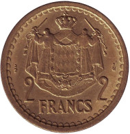Монета 2 франка. 1945 год, Монако. Монета 2 франка. 1945 год, Монако.