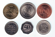 Набор монет (6 штук). 25-250 ливров, 1996-2009 год, Ливан.