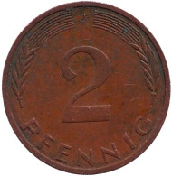 Монета 2 пфеннига. 1972 год (J), ФРГ. Дубовые листья. Монета 2 пфеннига. 1972 год (J), ФРГ. Дубовые листья.