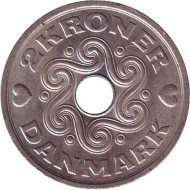 Монета 2 кроны. 2004 год, Дания. Монета 2 кроны. 2004 год, Дания.