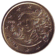 Монета 10 центов, 2010 год, Италия. Монета 10 центов, 2010 год, Италия.