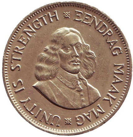 Монета 1 цент. 1961 год, ЮАР. Повозка. Йохан Антонисзон ван Рибек. Монета 1 цент. 1961 год, ЮАР. Повозка. Йохан Антонисзон ван Рибек.