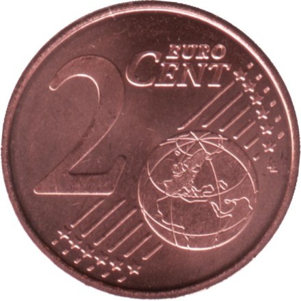 Монета 2 цента. 2021 год, Испания. Монета 2 цента. 2021 год, Испания.
