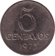 Монета 5 сентаво. 1975 год, Бразилия. Монета 5 сентаво. 1975 год, Бразилия.