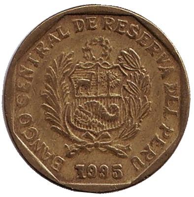 Монета 5 сентимов. 1995 год, Перу. Монета 5 сентимов. 1995 год, Перу.