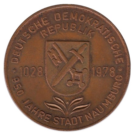 Ратуша. 950 лет Наумбургу. Настольная медаль. 1978 год, ГДР.