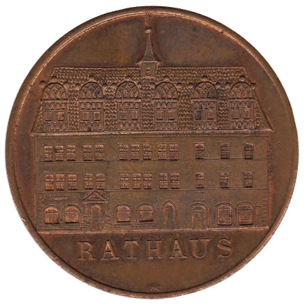 Ратуша. 950 лет Наумбургу. Настольная медаль. 1978 год, ГДР.