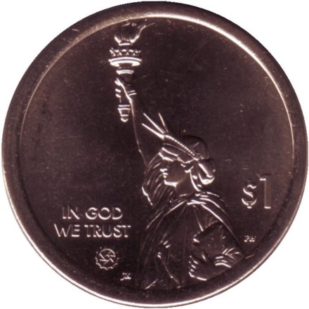 Монета 1 доллар. 2021 год (D), США. Мост-тоннель через Чесапикский залив. Серия "Американские инновации".