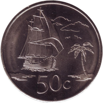 Монета 50 центов. 2017 год, Токелау. Парусная лодка.