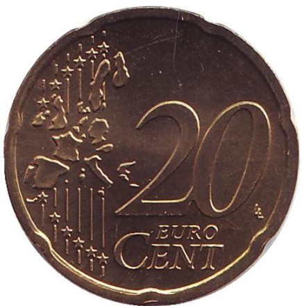 Монета 20 центов. 2003 год (A), Германия. Монета 20 центов. 2003 год (A), Германия.