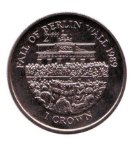 Монета 1 крона. 2000 год, Остров Мэн. Падение Берлинской стены. Монета 1 крона. 2000 год, Остров Мэн. Падение Берлинской стены.