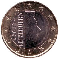 Монета 1 евро. 2008 год, Люксембург. Монета 1 евро. 2008 год, Люксембург.