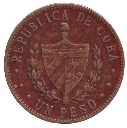Монета 1 песо. 1985 год, Куба. Монета 1 песо. 1985 год, Куба.
