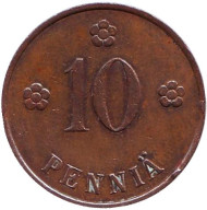 Монета 10 пенни. 1930 год, Финляндия. Монета 10 пенни. 1930 год, Финляндия.
