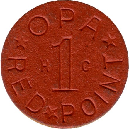 Пайковый жетон. Red Point. 1942-1945 гг., США.