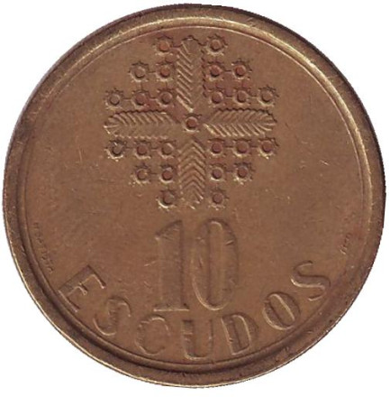 Монета 10 эскудо. 1988 год, Португалия.
