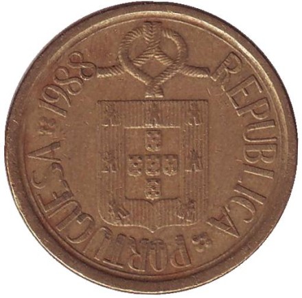 Монета 10 эскудо. 1988 год, Португалия.