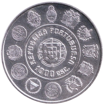 Монета 1000 эскудо, 1997 год, Португалия. Народные танцы. Танец Политейрош. Монета 1000 эскудо, 1997 год, Португалия. Народные танцы. Танец Политейрош.