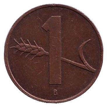 Монета 1 раппен. 1991 год, Швейцария.
