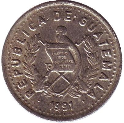 Монета 5 сентаво. 1991 год, Гватемала. Хлопковое дерево. Монета 5 сентаво. 1991 год, Гватемала. Хлопковое дерево.