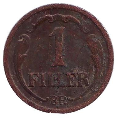 Монета 1 филлер. 1939 год, Венгрия.
