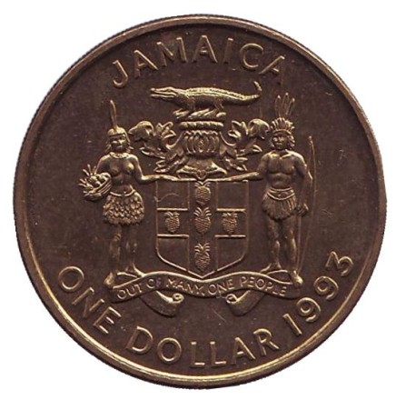 Монета 1 доллар. 1993 год, Ямайка. (Магнитная). Александр Бустаманте - национальный герой Ямайки. Монета 1 доллар. 1993 год, Ямайка. (Магнитная). Александр Бустаманте - национальный герой Ямайки.