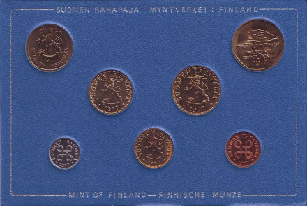  Набор монет Финляндии (7 шт), 1977 год, Финляндия. (в банковской упаковке) 