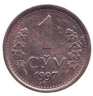 Монета 1 сум. 1997 год, Узбекистан. Из обращения. Монета 1 сум. 1997 год, Узбекистан. Из обращения.