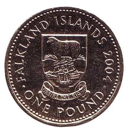 Монета 1 фунт. 2004 год, Фолклендские острова. UNC. Герб.