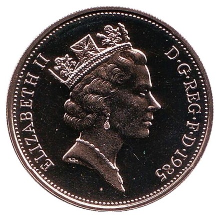 Монета 10 пенсов. 1985 год, Великобритания. BU. Монета 10 пенсов. 1985 год, Великобритания. BU.