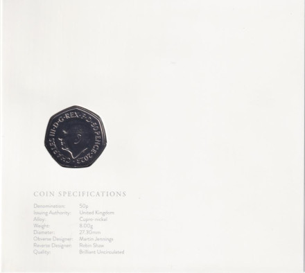Монета 50 пенсов. 2023 год, Великобритания. Снеговик. В буклете. Монета 50 пенсов. 2023 год, Великобритания. Снеговик. В буклете.