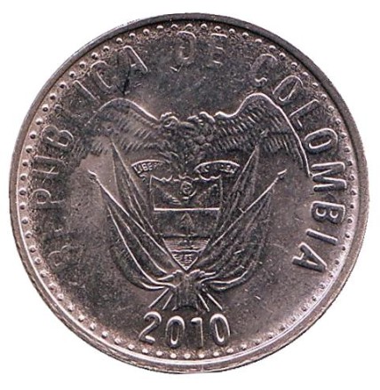 Монета 50 песо. 2010 год, Колумбия. UNC.