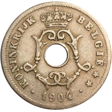 Монета 10 сантимов. 1904 год, Бельгия. (Belgie)