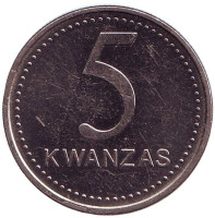 Монета 5 кванза. 1999 год, Ангола.