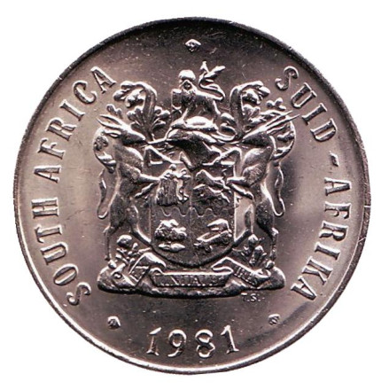 Монета 50 центов. 1981 год, ЮАР. UNC. Цветы. Монета 50 центов. 1981 год, ЮАР. UNC. Цветы.