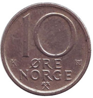 Монета 10 эре. 1983 год, Норвегия. Монета 10 эре. 1983 год, Норвегия.