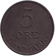 Монета 5 эре. 1954 год, Дания. Монета 5 эре. 1954 год, Дания.