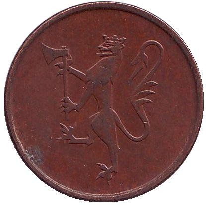 Монета 5 эре. 1976 год, Норвегия.