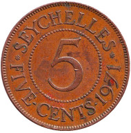 Монета 5 центов. 1971 год, Сейшельские острова.
